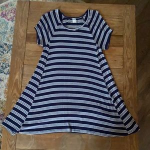 Navy Blue Striped Swing Dress